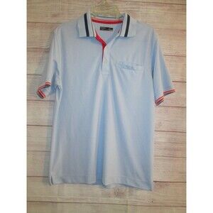 Callaway Polo Shirt Men's Size Medium Short Sleeve Logo Blue Font Pocket